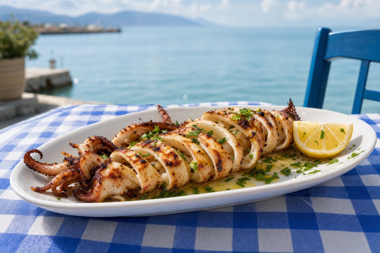 Καλαμάρια σχάρας · Grilled calamari