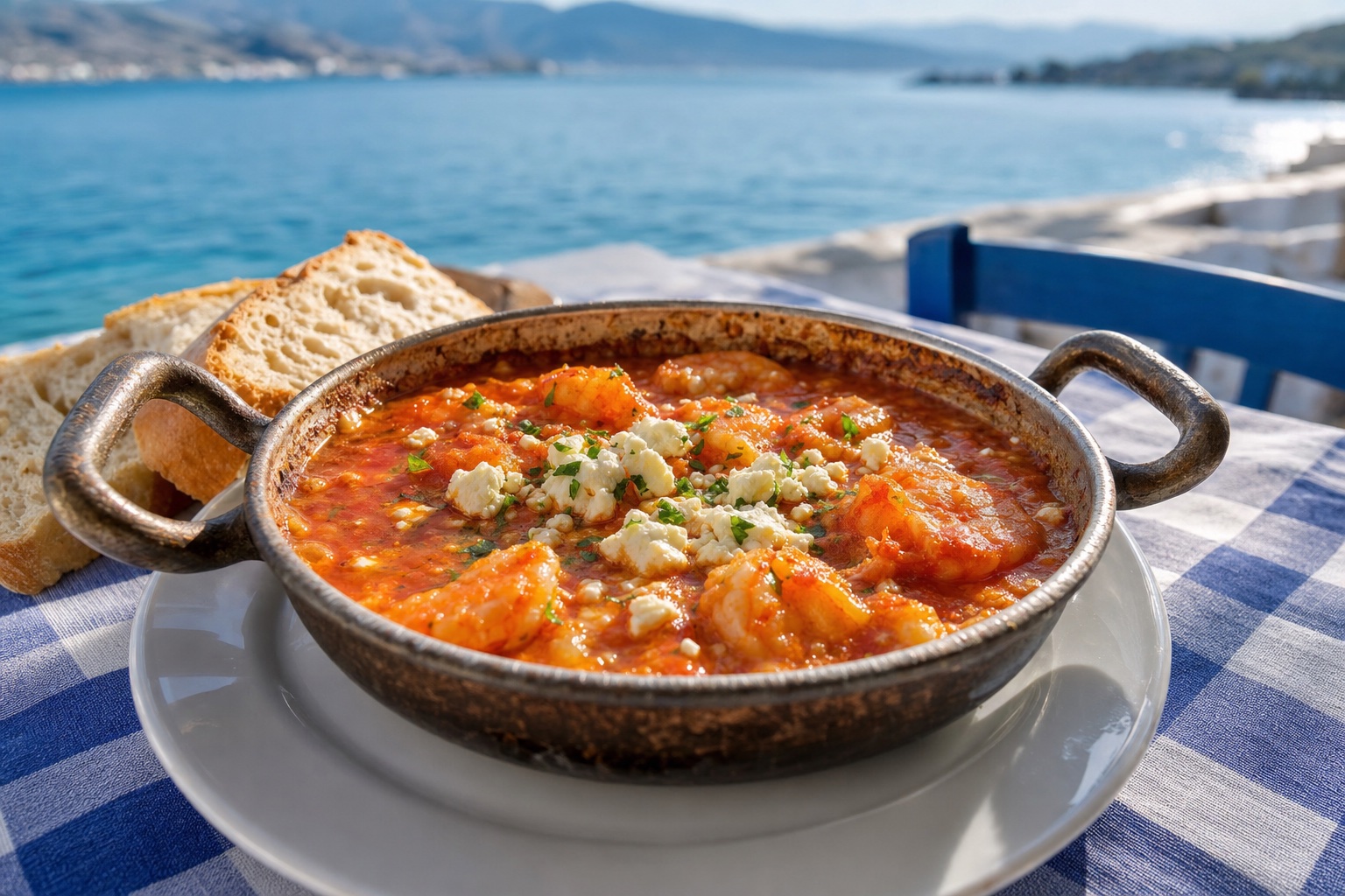 Γαρίδες σαγανάκι · Shrimp saganaki