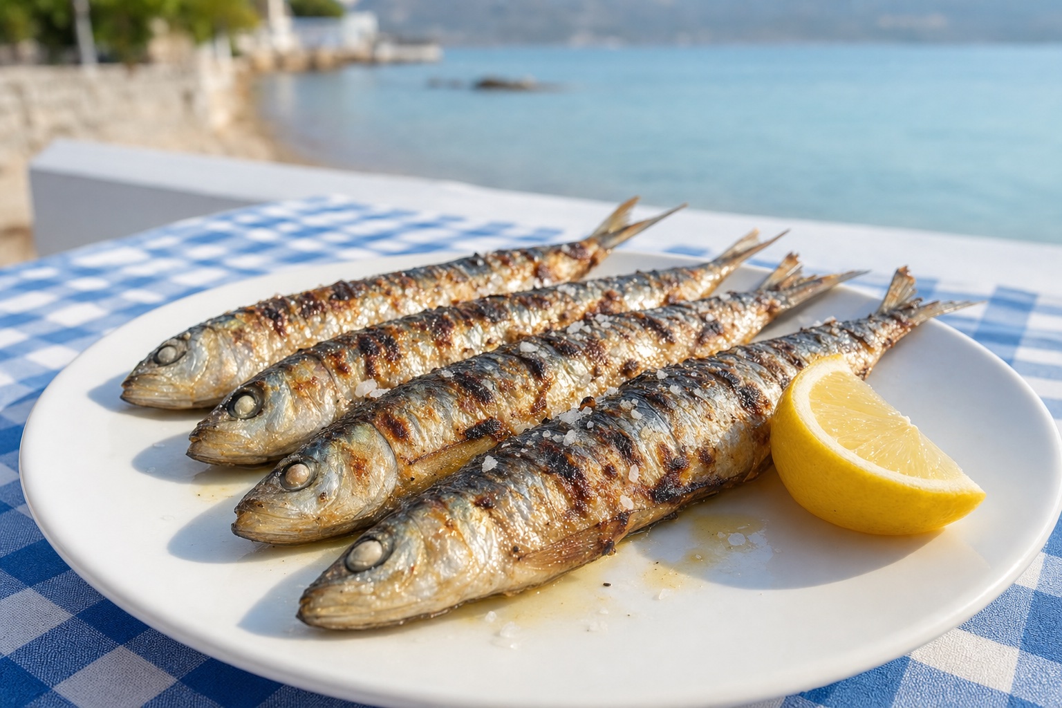 Σαρδέλες στα κάρβουνα · Charcoal-grilled sardines